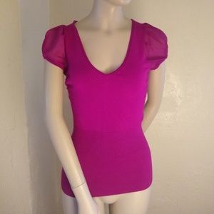 Express Cap Sleeve Sweater; Magenta; XS